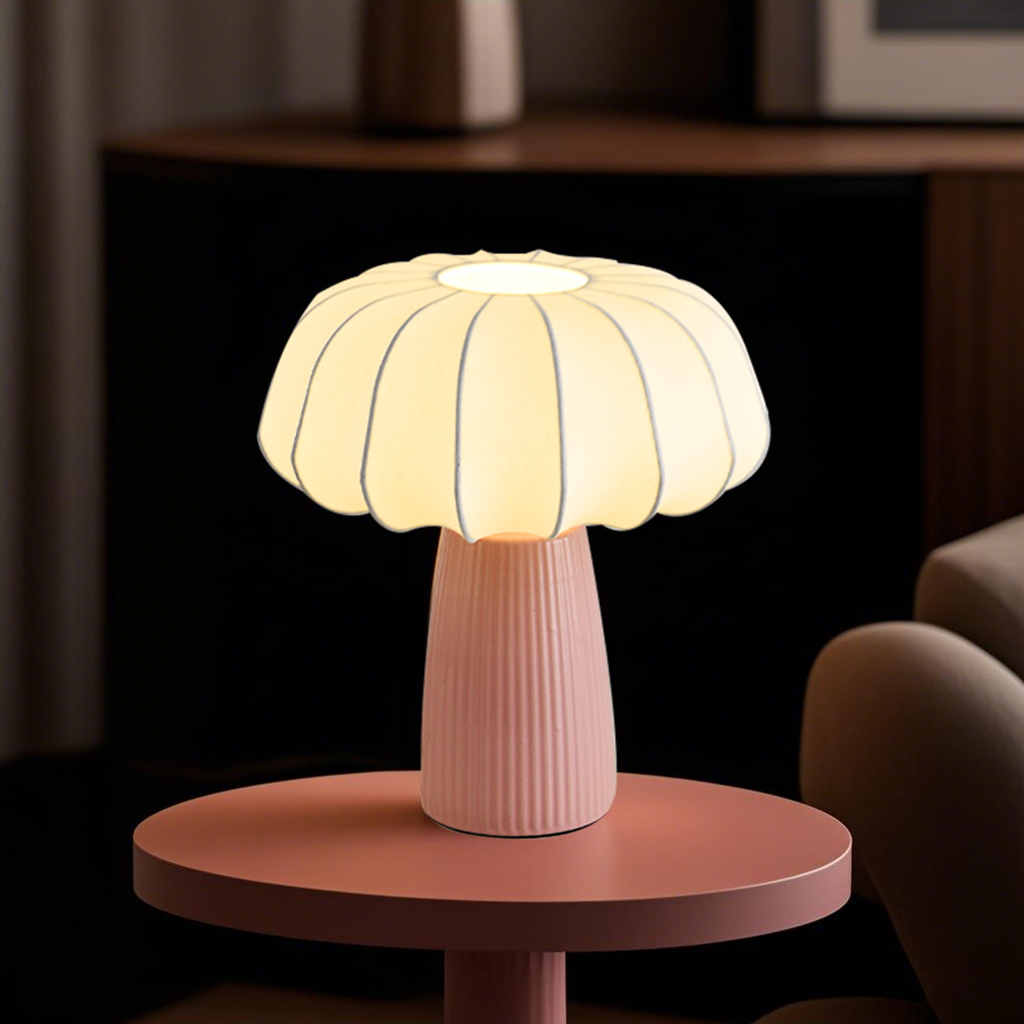 Pink ceramic table lamp