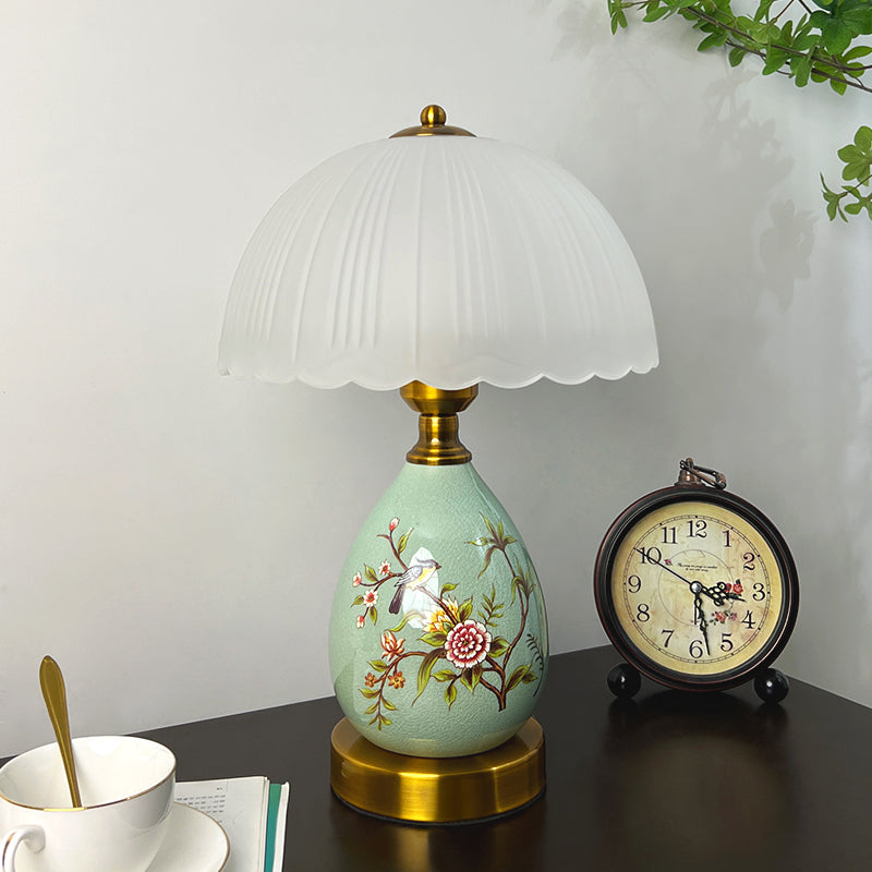 Retro Hand-painted Flower and Bird Ceramic Table Lamp