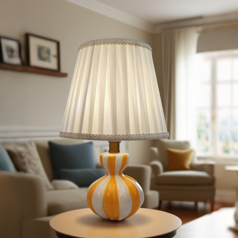 Orange and White Calabash - shaped Ceramic Table Lamp