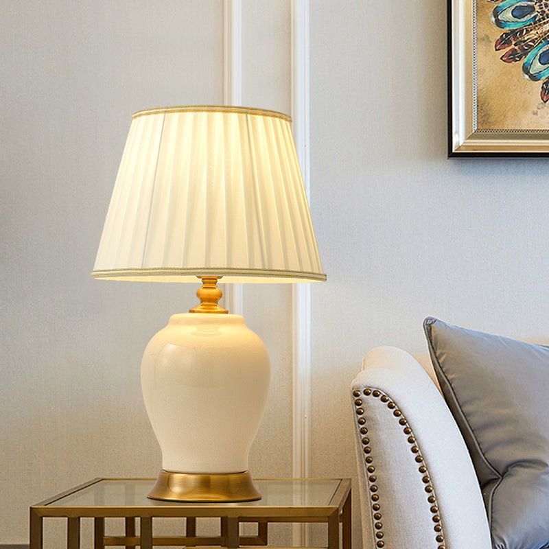 Handcrafted Creamy Glaze Ceramic Table Lamp
