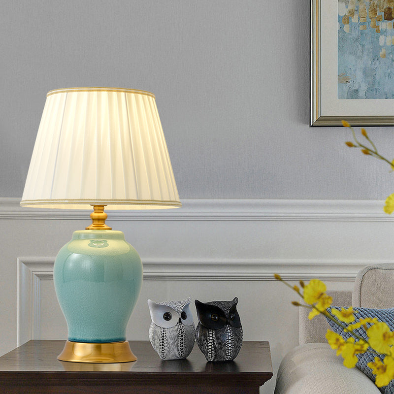 Handcrafted Creamy Glaze Ceramic Table Lamp