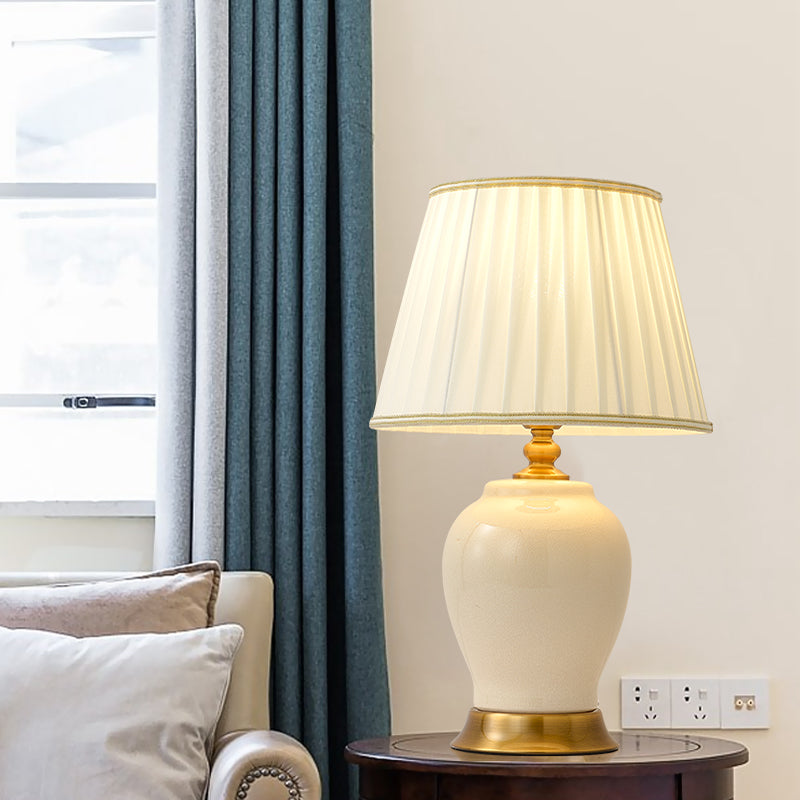 Handcrafted Creamy Glaze Ceramic Table Lamp
