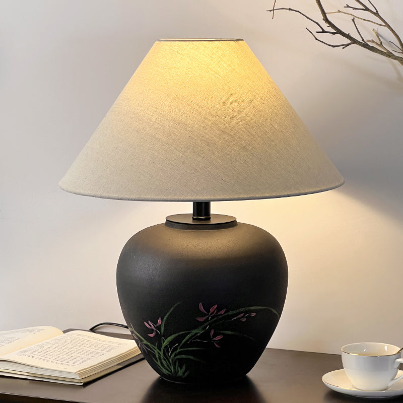 New Chinese Style - Plum Blossom & Orchid Ceramic Lamp