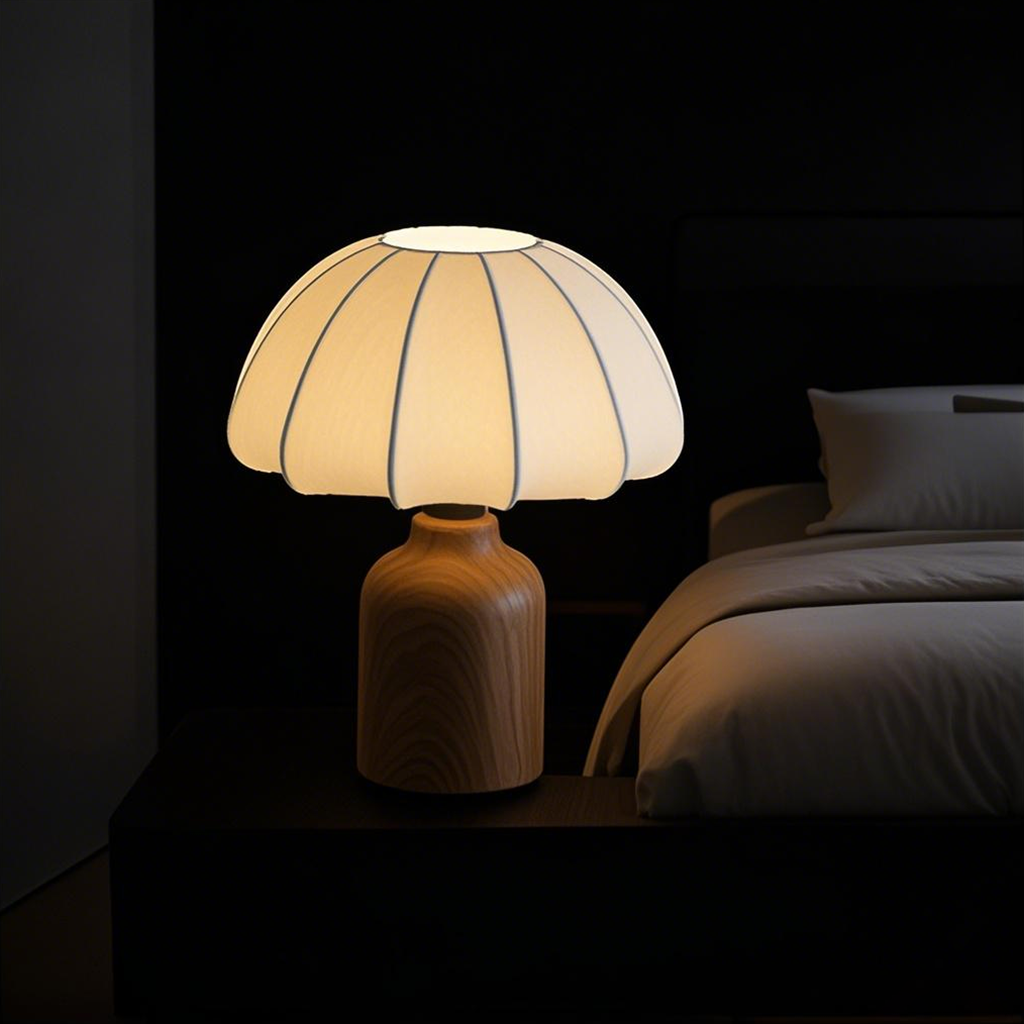 Wood grain ceramic table lamp