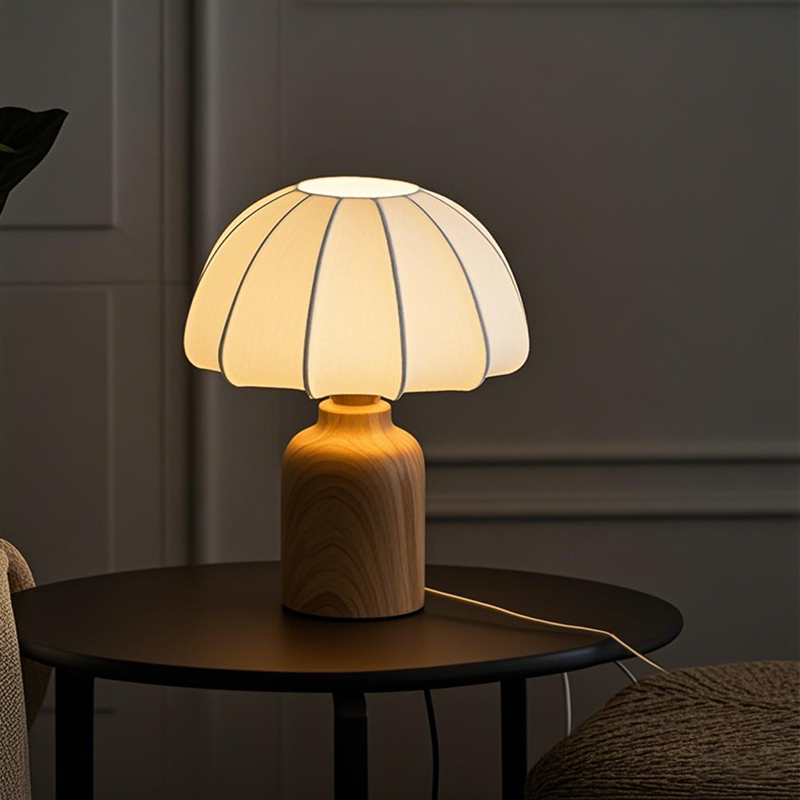 Wood grain ceramic table lamp