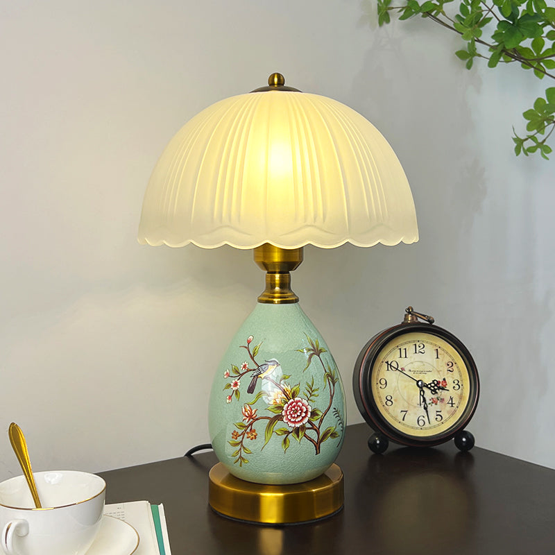 Retro Hand-painted Flower and Bird Ceramic Table Lamp