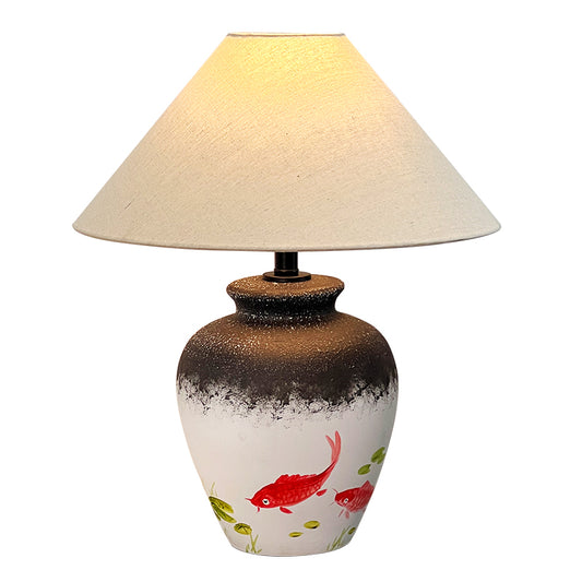 Chinese - style Hand - painted Koi Ceramic Table Lamp