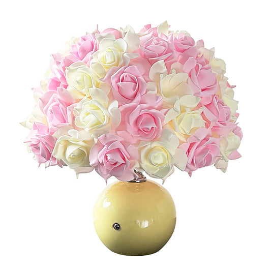 Ceramic Table Lamp in the Shape of Rose Flowers