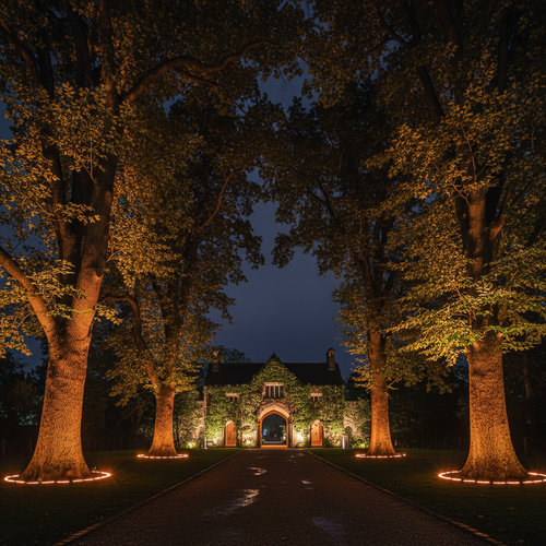 British Manor Gatehouse Night
