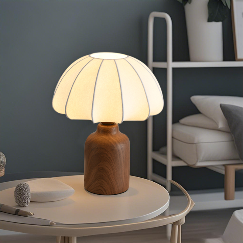 Wood grain ceramic table lamp