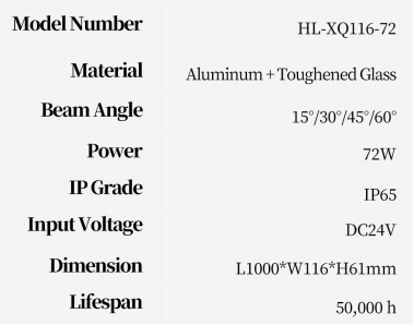 HM-XQ116-72 LED Wall Washer Light – IP65 Waterproof Outdoor Architectural Linear Lighting