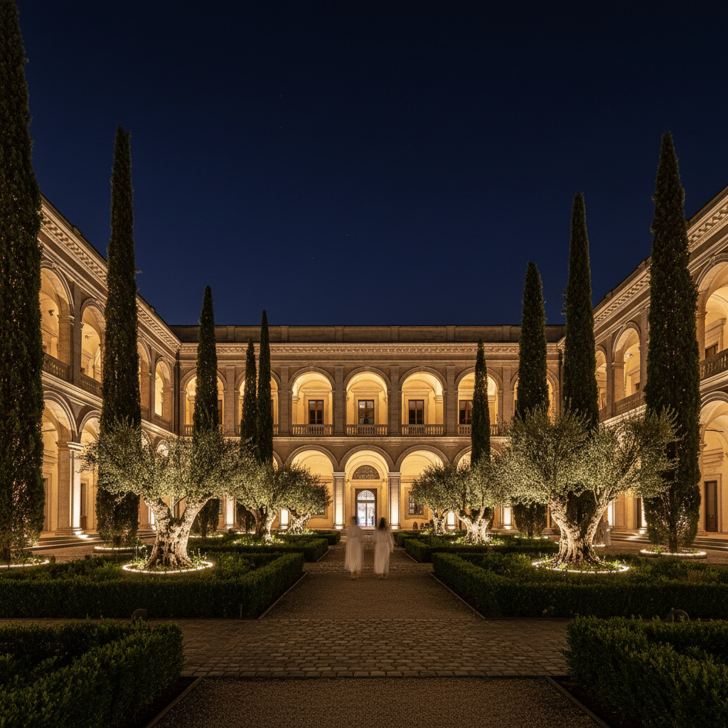 Italian Palazzo Courtyard Night